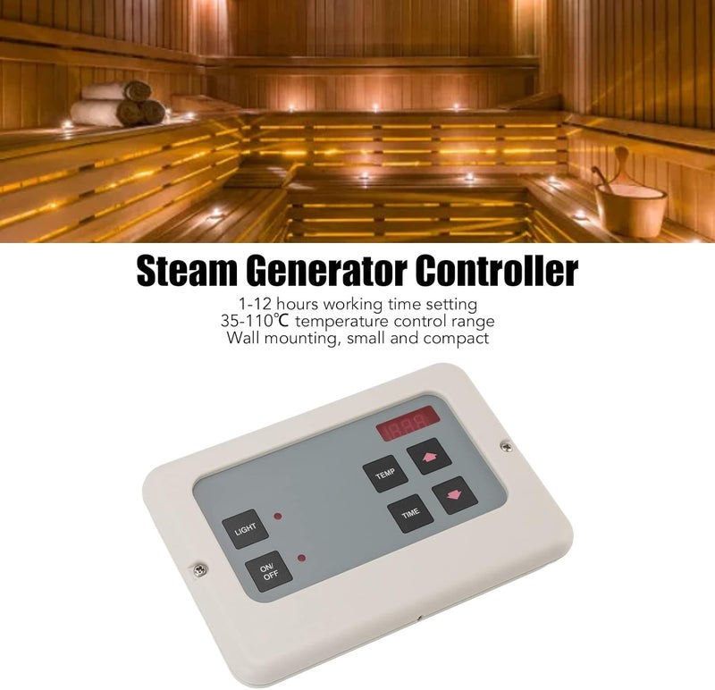 klarako Wall Mount Sauna Stove Controller, ABS Shell Sauna Stove External Digital Controller with Probe Wire, Dry Steam Bath Sauna Heater Controller, Accessories for 9 to 15KW Sauna Stove (White) - Image 3