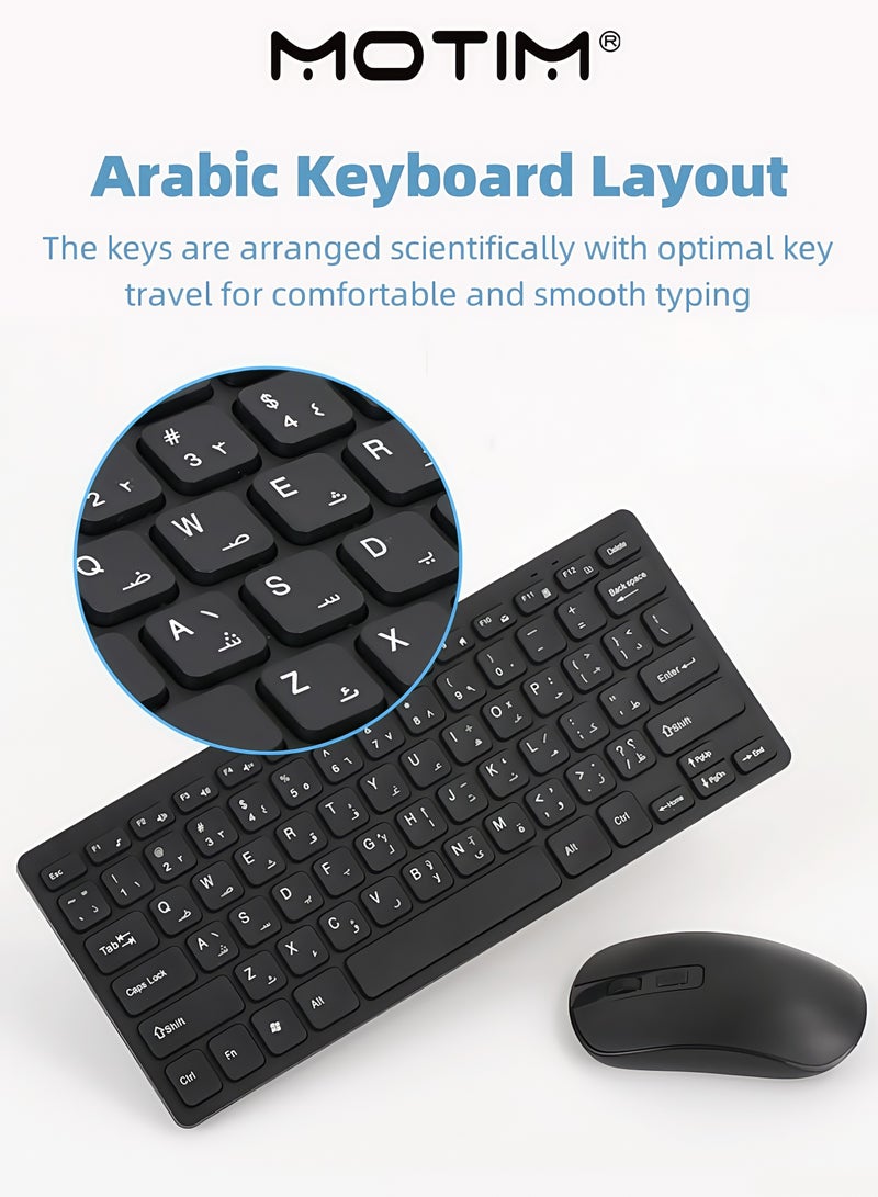 Motim Wireless Keyboard and Mouse Compact Combo 2.4G Silent Wireless Mouse and Arabic/English Keyboard Set for PC/Laptop/Windows/Mac - Image 4