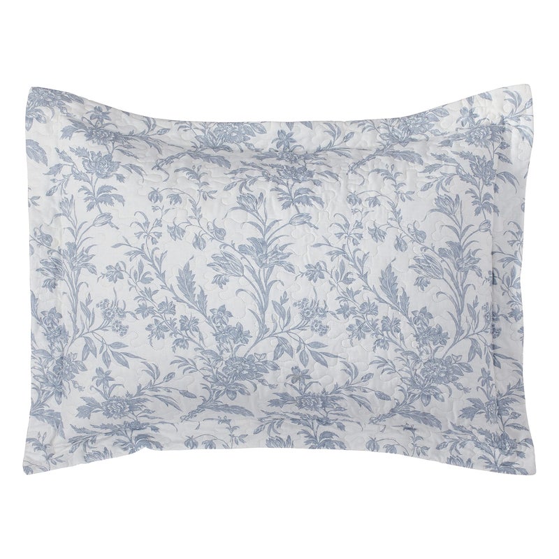 Laura Ashley - Twin Quilt Set, Soft Cotton Bedding with Reversible Design, Medium Weight for Year Round Use, 2 Piece Bed Set with Matching Pillowcase (Amberley Blue) - Image 4