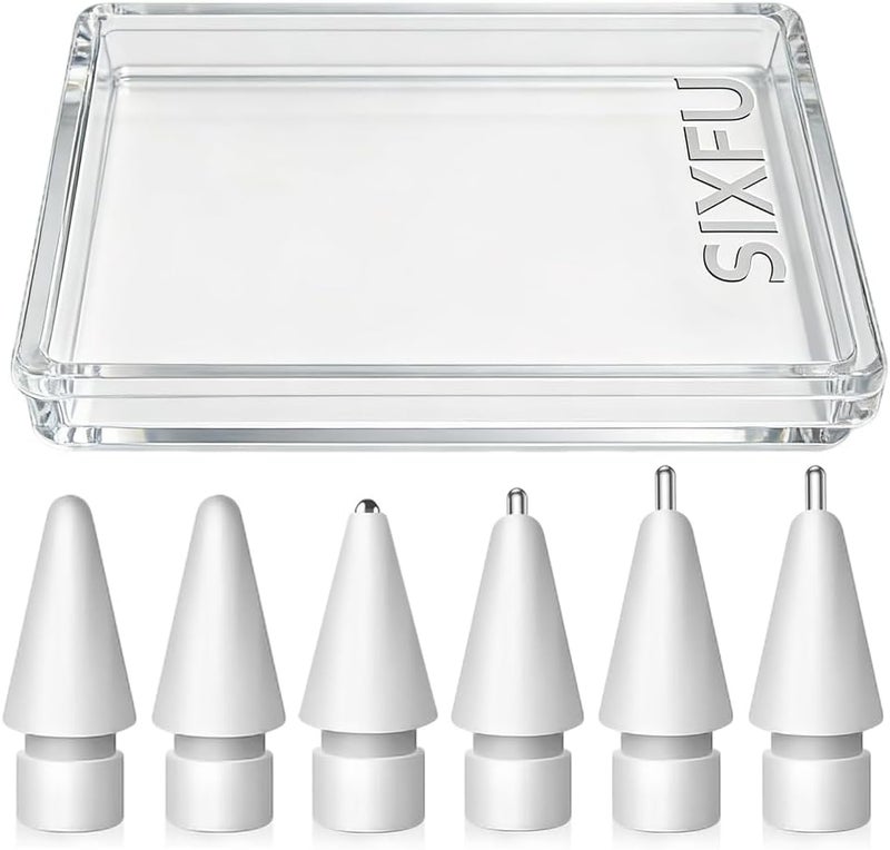 SIXFU Replacement Tips for Apple Pencil, Upgraded No Wear Out Metal Apple Pencil Tips for Apple Pencil 1st/ 2nd Gen/USB-C Apple Pencil Tip(6 PCS) - Image 1