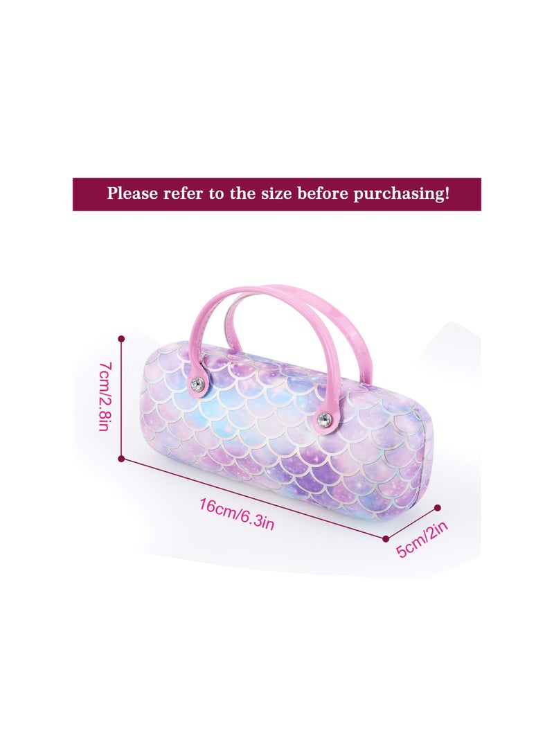 KASTWAVE Portable Mermaid Hard Eyeglass Case for Girls PU Leather Eyewear Glasses Case Sunglass Pouch with Handle Kids Student Glasses Storage  - Image 5