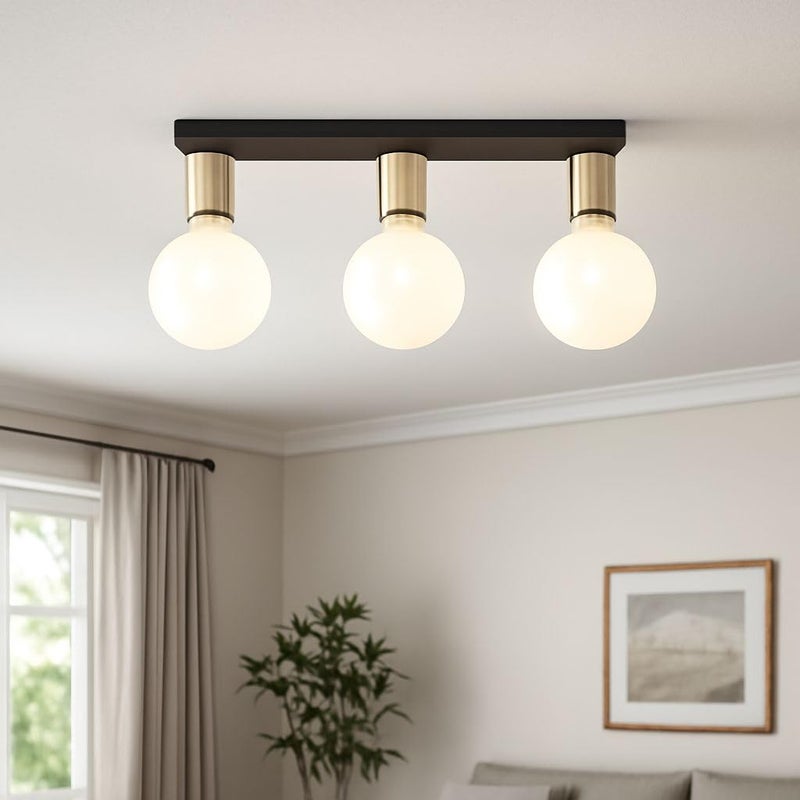 Modern 3-Light Ceiling Track Light Fixture, Black and Gold.Without bulbs - Image 2