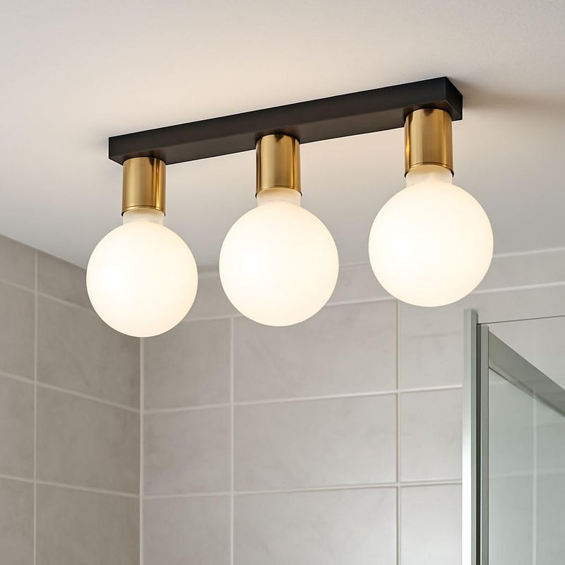 Modern 3-Light Ceiling Track Light Fixture, Black and Gold.Without bulbs - Image 1