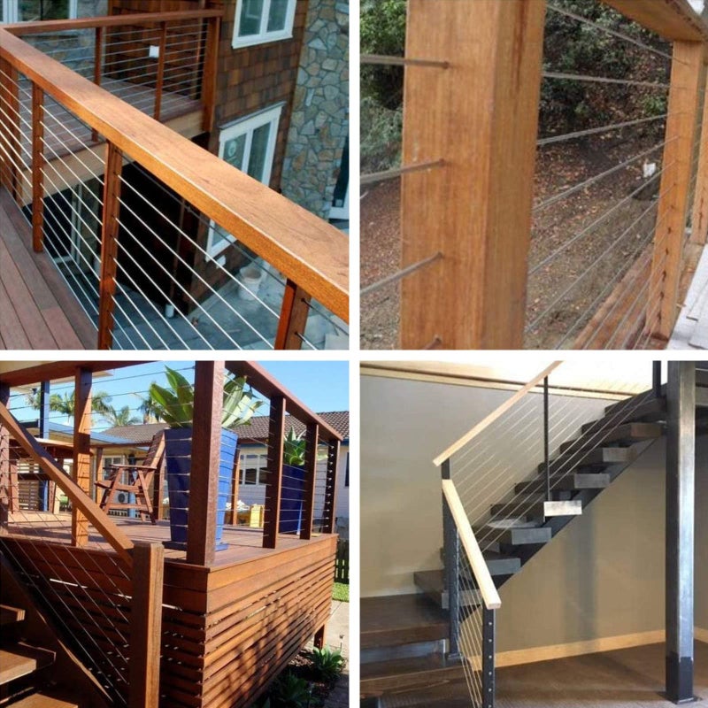 TGODRVC 1/8 كابل من الفولاذ المقاوم للصدأ مع قطع 7 × 7 خيوط بناء T316 من الفولاذ المقاوم للصدأ لسياج الشرفة وأضواء سلسلة سلك معلق 300 قدم - Image 4