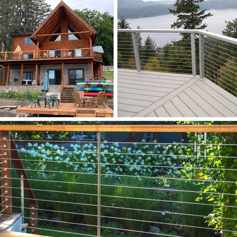 TGODRVC 1/8 كابل من الفولاذ المقاوم للصدأ مع قطع 7 × 7 خيوط بناء T316 من الفولاذ المقاوم للصدأ لسياج الشرفة وأضواء سلسلة سلك معلق 300 قدم - Image 5