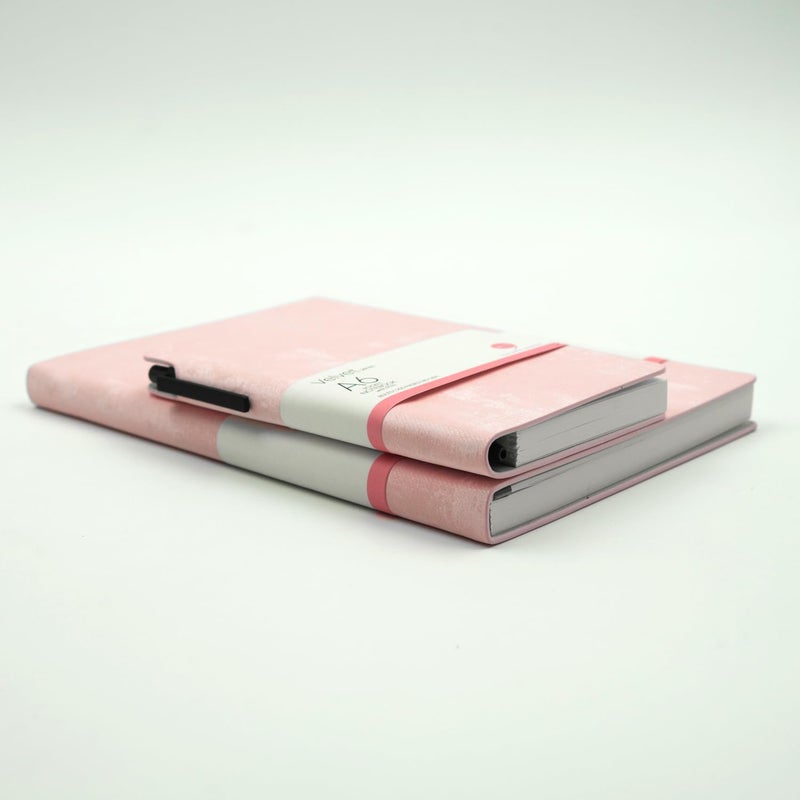 COMMA | Velvet Series | A5 & A6 Size with Pen | Flexible Bound Notebook | 200 Pages | 100gsm Natural Shade Paper | Velvet PU Cover with Edge Colour | Combo – (Baby Pink + Baby Pink) - Image 2