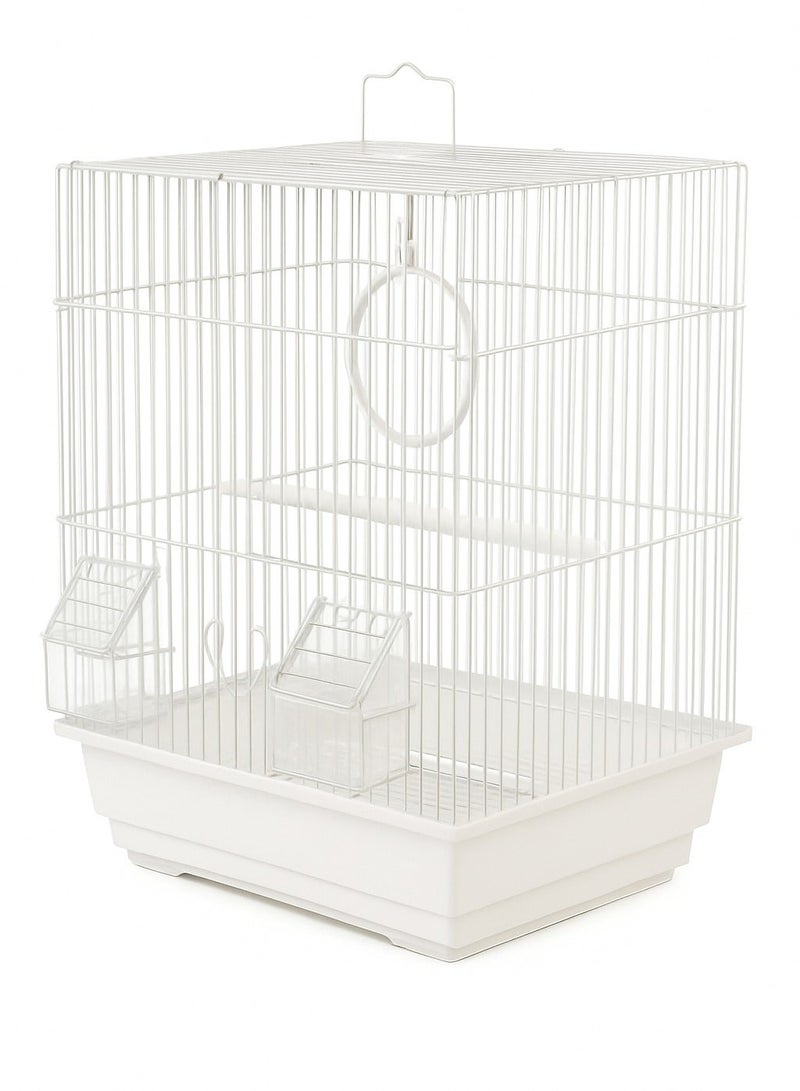 Bird Cage, White metal bird cage suitable for parakeets or other small ornamental birds. - Image 2