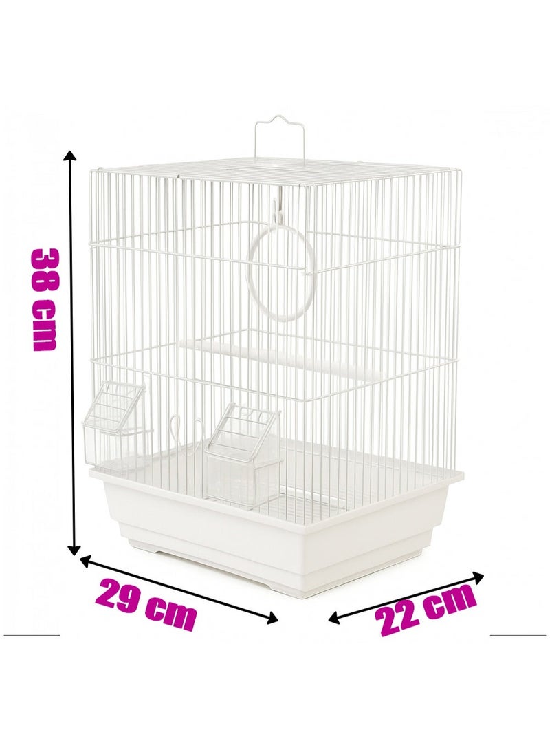 Bird Cage, White metal bird cage suitable for parakeets or other small ornamental birds. - Image 3