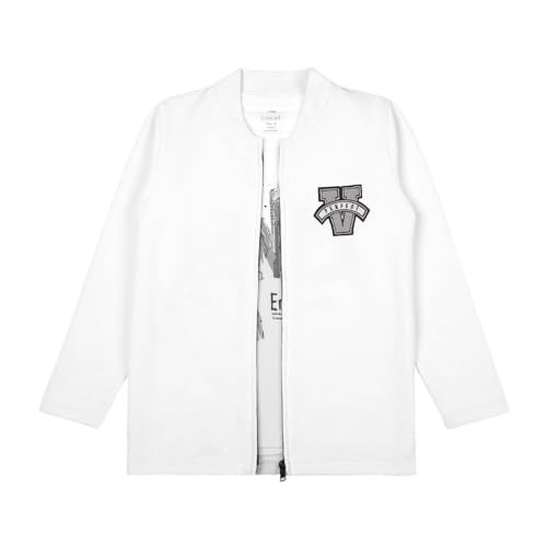 CAVIO Boys Cotton Blend Full Sleeves Zipper Jacket and T-Shirt White - Image 1