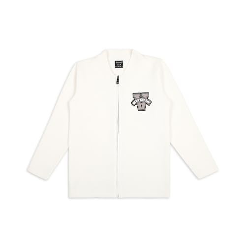 CAVIO Boys Cotton Blend Full Sleeves Zipper Jacket and T-Shirt White - Image 2