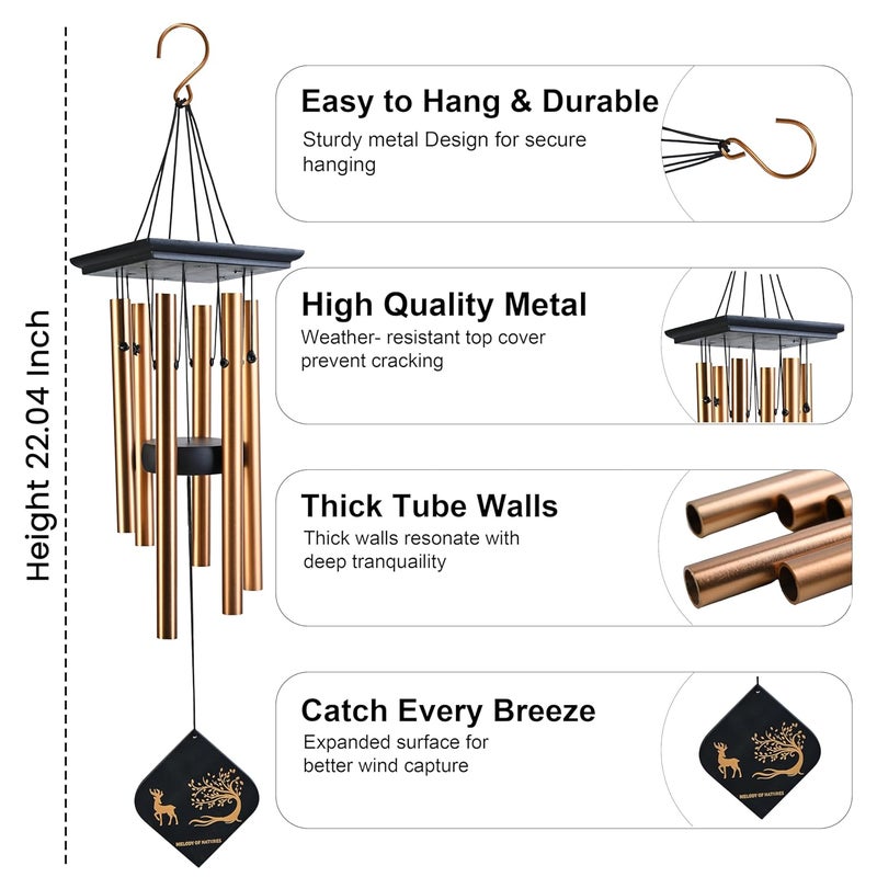 ZAICUS Wind Chime for Home Decoration 21 Inch | Metal Musical Hanging Chimes for Balcony, Patio, Outdoor & Indoor Decor | Gift for Positivity & Harmony - Image 4