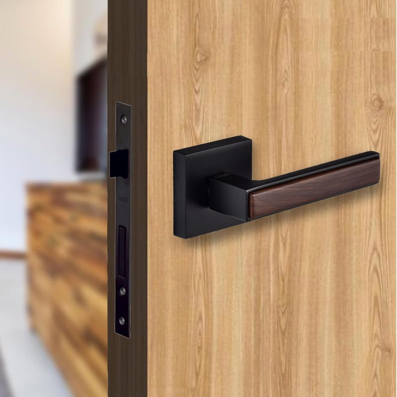 Dorset Kaira X On Rose Handle 70 mm Coin and Knob Cylinder Ideal for Bathroom Doors Wood Finish MLKAIOR08GMWD - Image 1