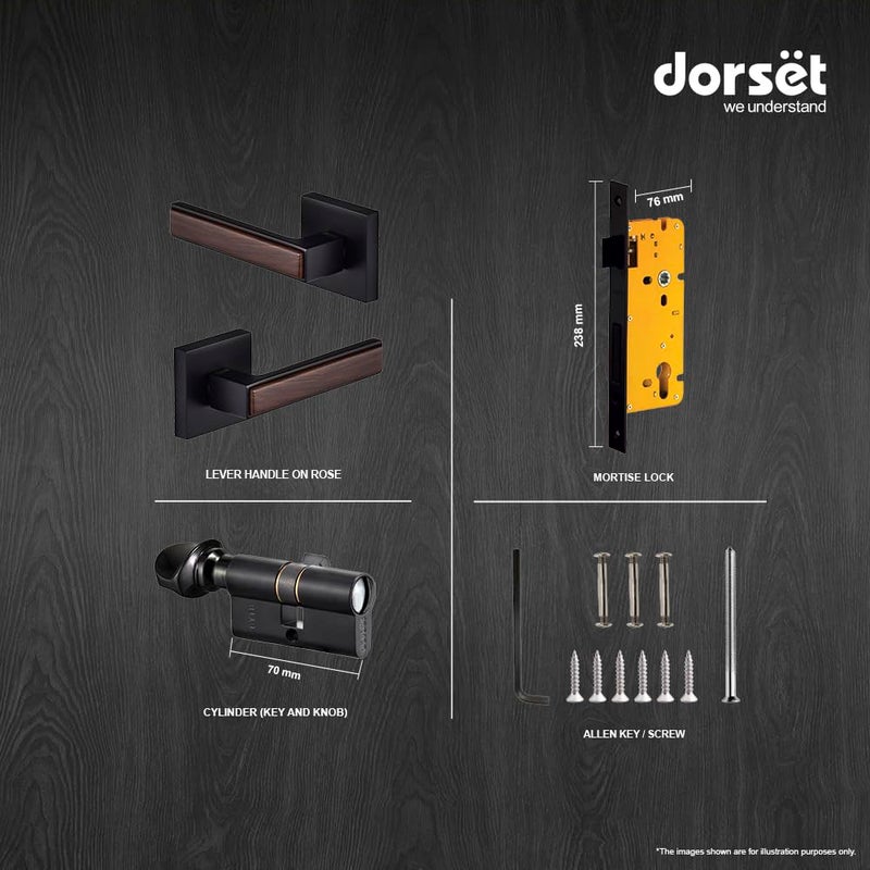 Dorset Kaira X On Rose Handle 70 mm Coin and Knob Cylinder Ideal for Bathroom Doors Wood Finish MLKAIOR08GMWD - Image 4