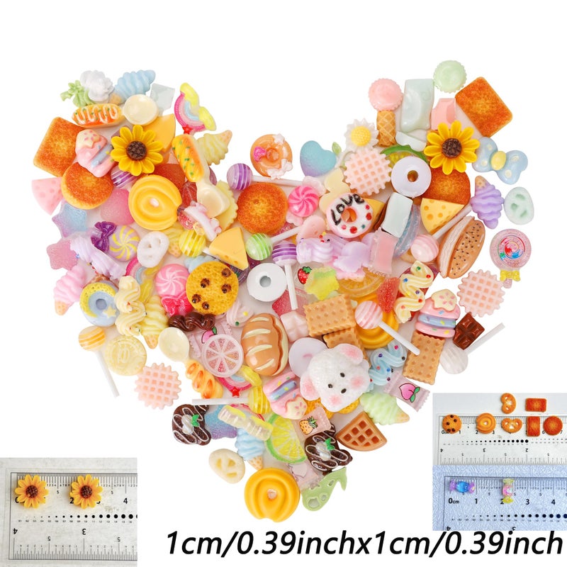 AIPULIDUO 118 pcs Slime Charms Food Cute Setï¼ŒMixed Lot Assorted Food Resin Flatback Cute Sets for DIY Crafts Making, Decorations, Bulk Mixed Ornament Scrapbooking, Embellishments, Hair Clip - Image 3