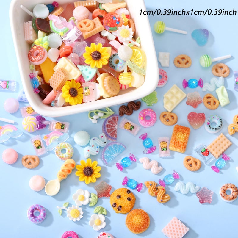 AIPULIDUO 118 pcs Slime Charms Food Cute Setï¼ŒMixed Lot Assorted Food Resin Flatback Cute Sets for DIY Crafts Making, Decorations, Bulk Mixed Ornament Scrapbooking, Embellishments, Hair Clip - Image 2