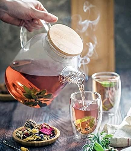 HAPPY BORN Glass Water jug with Air Tight Bamboo lid for Juice Water iced Tea Pitcher Tea Carafe hot Glass Pitcher and Sun Tea jar Drinking Beverage Pitcher with Cap 1800ml Transparent Pack of 1 - Image 3