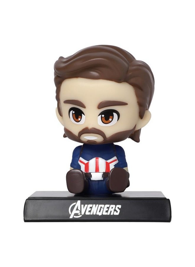 TechPro Techpro Super Hero Action Figure Limited Edition Bobblehead with Mobile Holder for Car Dashboard, Office Desk & Study Table- (Captain America)  - Image 1
