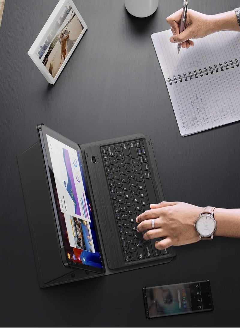 Keyboard Case for Samsung Galaxy Tab S7 FE 12.4" 2021 (SM-T730/T736B), Detachable Wireless Keybaord & Premium PU Leather Folio Cover with S Pen Holder for Galaxy Tab S7 FE 12.4 Tablet (Black) - Image 2