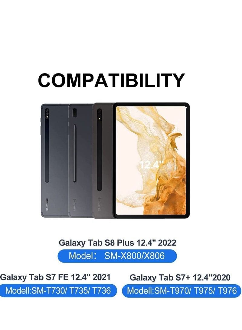 Keyboard Case for Samsung Galaxy Tab S7 FE 12.4" 2021 (SM-T730/T736B), Detachable Wireless Keybaord & Premium PU Leather Folio Cover with S Pen Holder for Galaxy Tab S7 FE 12.4 Tablet (Black) - Image 5