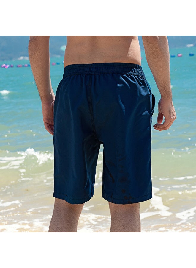 Loquat Spot Summer Beach Pants Surfing Solid Color Shorts Men's Loose Casual Vacation Shorts Men's Five-point Quick-drying Beach Pants-Color:Black 1- - Image 5