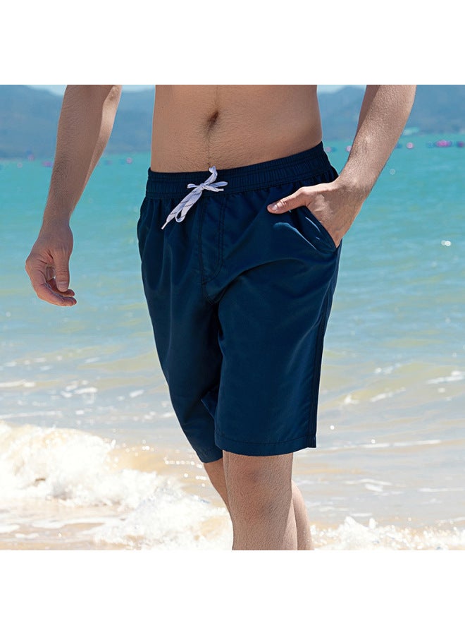 Loquat Spot Summer Beach Pants Surfing Solid Color Shorts Men's Loose Casual Vacation Shorts Men's Five-point Quick-drying Beach Pants-Color:Black 1- - Image 4