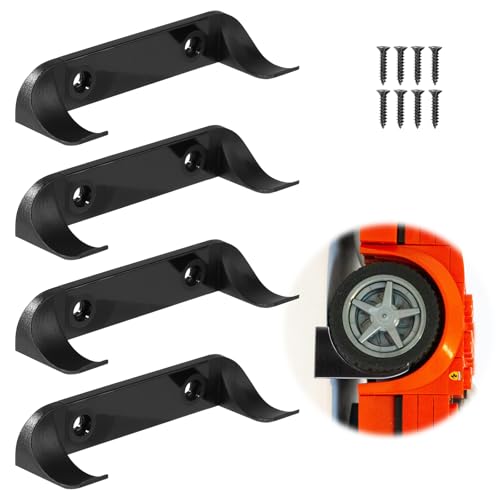 lasuroa 4pcs Car Display Wall Mount Stable Toy Car Holder Vertical Model Car Stand Shelf Compatible with Lego Speed Champion for Car Collection Car Enthusiasts Black - Image 1