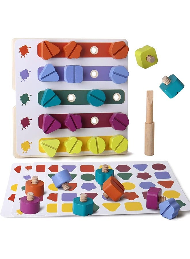 joyzzz Montessori Screw Puzzle Board Stacking, Color Sorting Learning Toy for Boys and Girls Ages 3 and Up - Image 1
