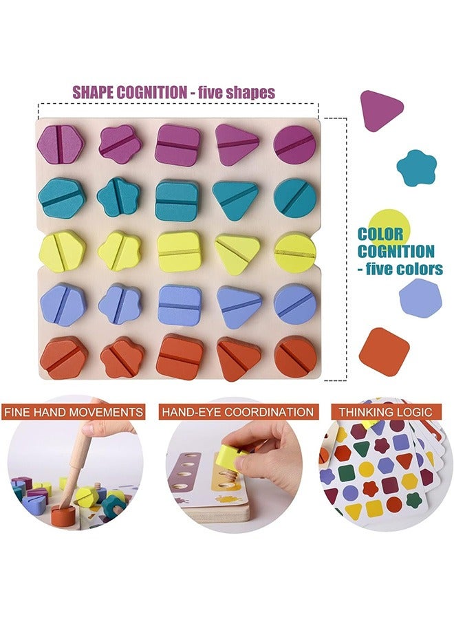 joyzzz Montessori Screw Puzzle Board Stacking, Color Sorting Learning Toy for Boys and Girls Ages 3 and Up - Image 4