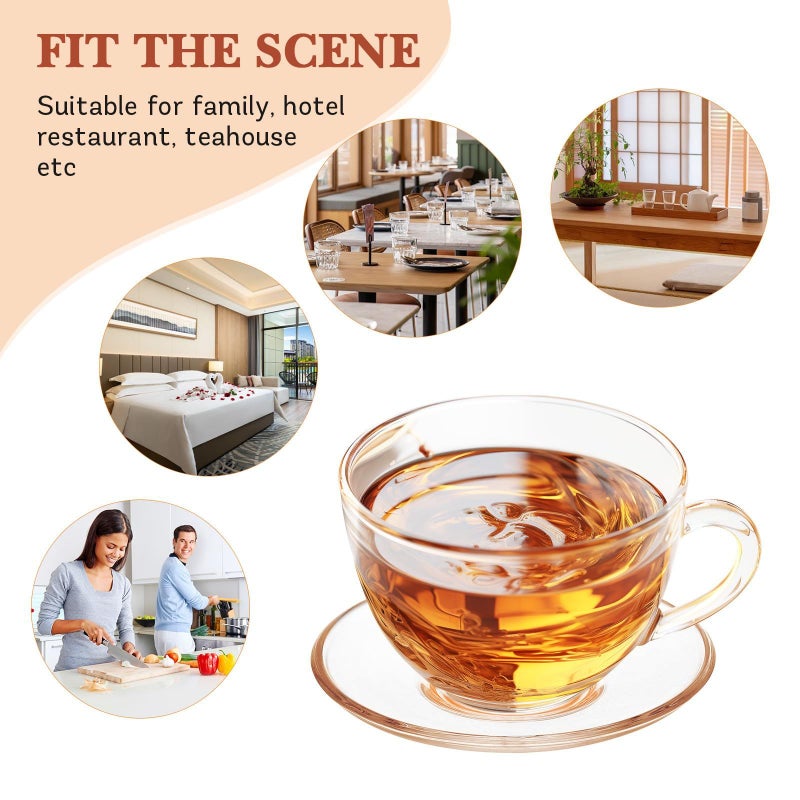 Glass Tea Saucers Round Coffee Plates 9x9cm Snack Serving Dishes for Home Dining Entertaining 4pcs Set - Image 4