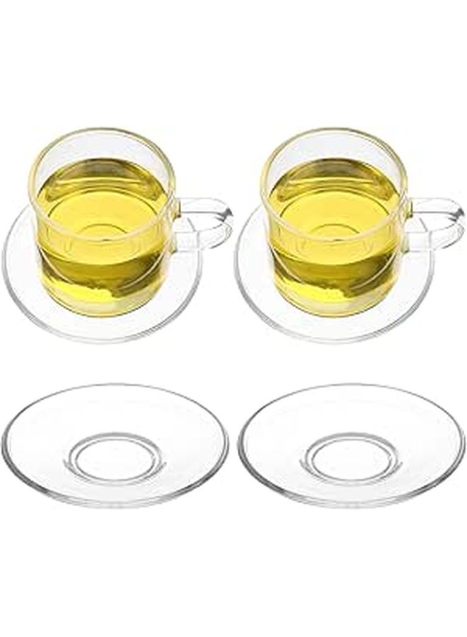 Glass Tea Saucers Round Coffee Plates 9x9cm Snack Serving Dishes for Home Dining Entertaining 4pcs Set - Image 1