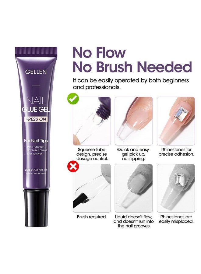 Gellen Gel X Nail Glue, U V Nail Glue Gel For Nail Tips, Semi Solid Nail Glue 4 In 1 Super Sticking Gel X Nail Glue For Press On Nail, Multifunctional Rhinestone Glue For Nails - Image 5
