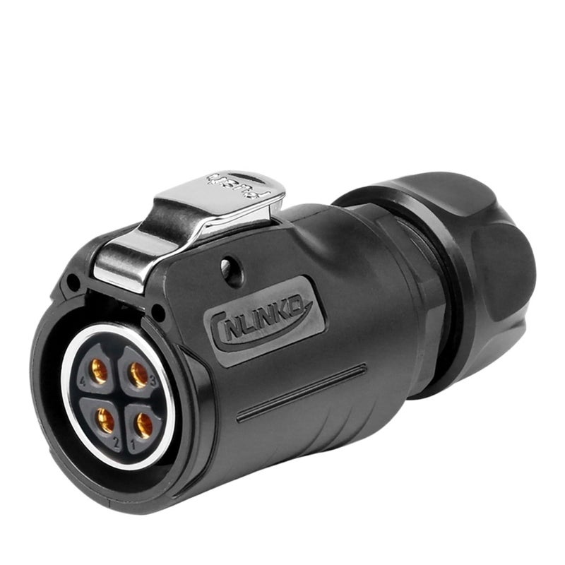 M20 4 Pin IP68 Waterproof Socket Female Plug Connector With Rear Nut And Flange - Image 2