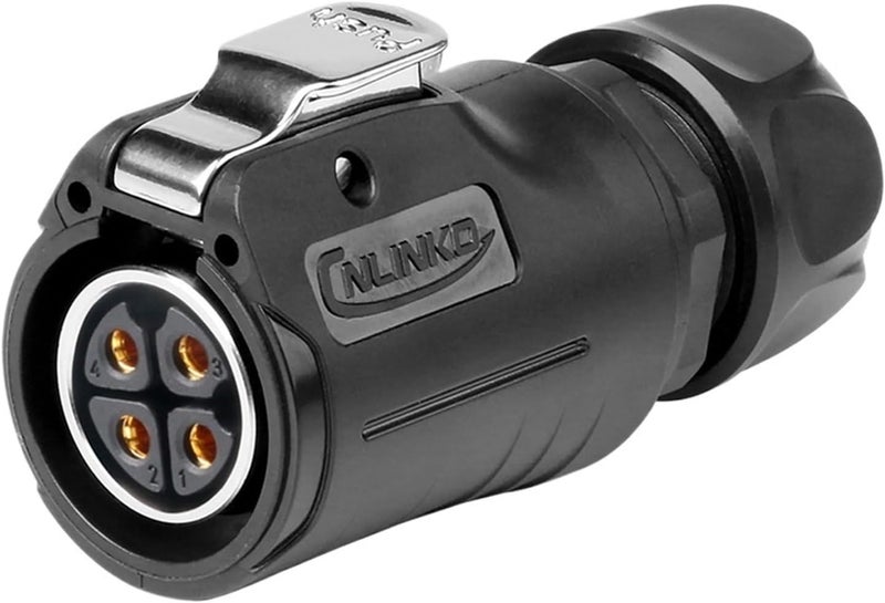 M20 4 Pin IP68 Waterproof Socket Female Plug Connector With Rear Nut And Flange - Image 1