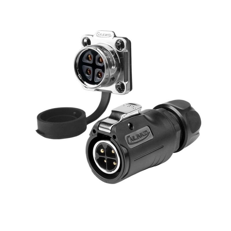 M20 4 Pin IP68 Waterproof Socket Female Plug Connector With Rear Nut And Flange - Image 3
