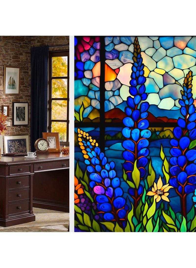 Colored retro PVC static glass sticker, adhesive free window sticker, removable glass window flower 60 * 100cm - Image 1