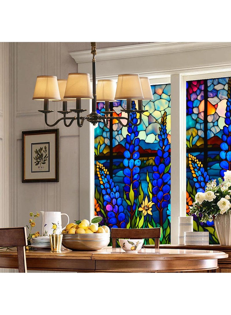Colored retro PVC static glass sticker, adhesive free window sticker, removable glass window flower 60 * 100cm - Image 5