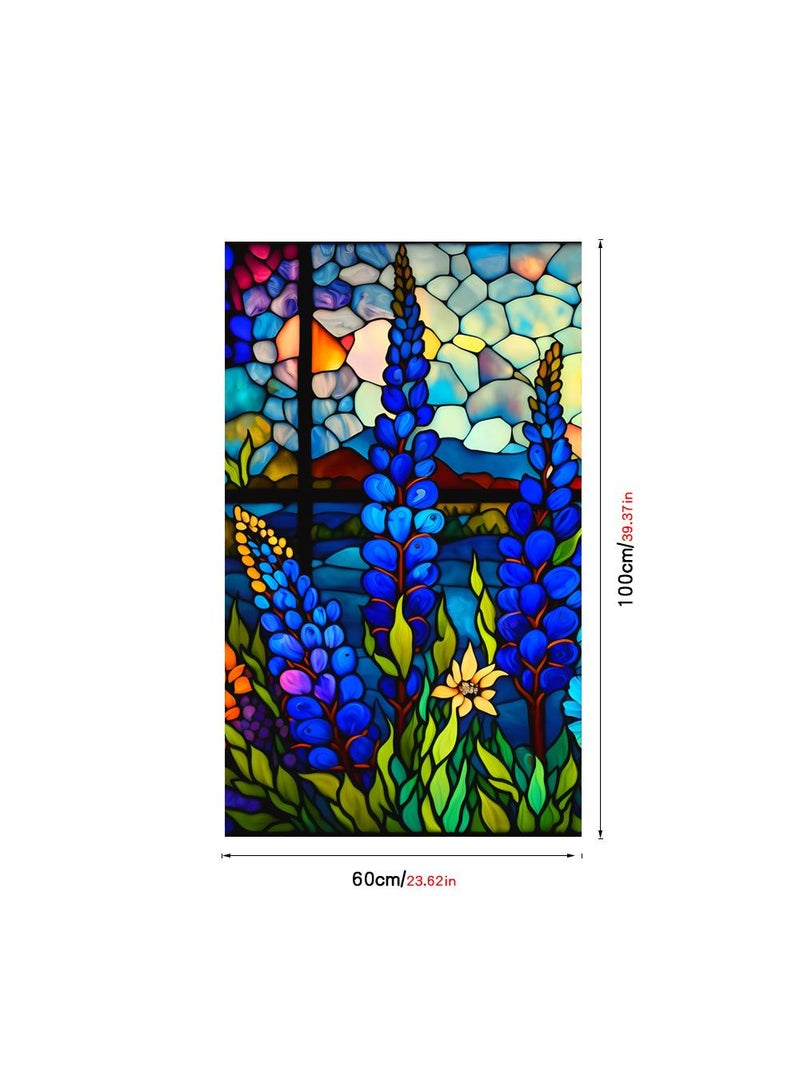 Colored retro PVC static glass sticker, adhesive free window sticker, removable glass window flower 60 * 100cm - Image 2