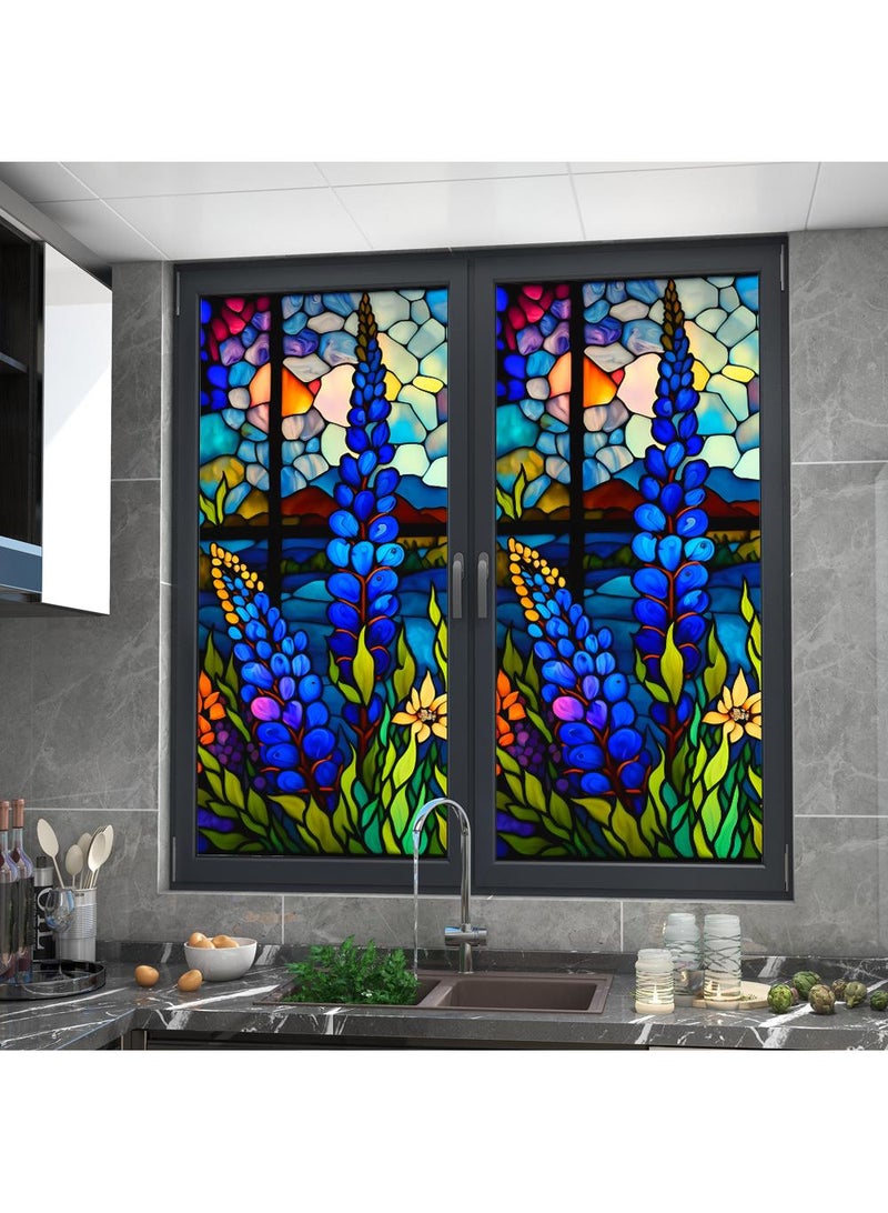 Colored retro PVC static glass sticker, adhesive free window sticker, removable glass window flower 60 * 100cm - Image 4