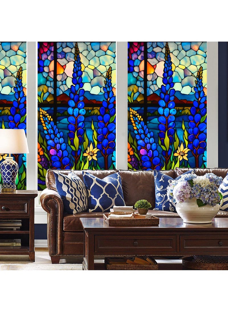 Colored retro PVC static glass sticker, adhesive free window sticker, removable glass window flower 60 * 100cm - Image 3