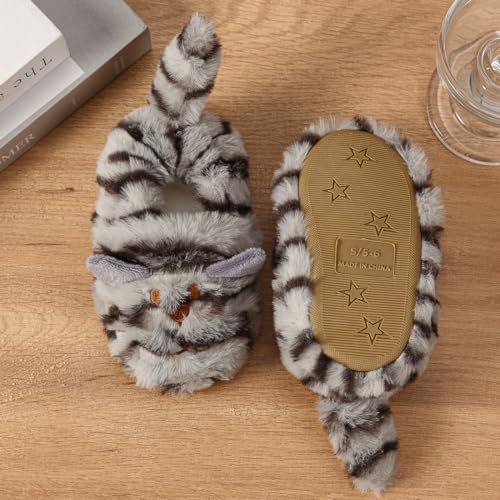 Enteer Baby Girls' Kitty House Slippers Brown US 11-12 - Image 5