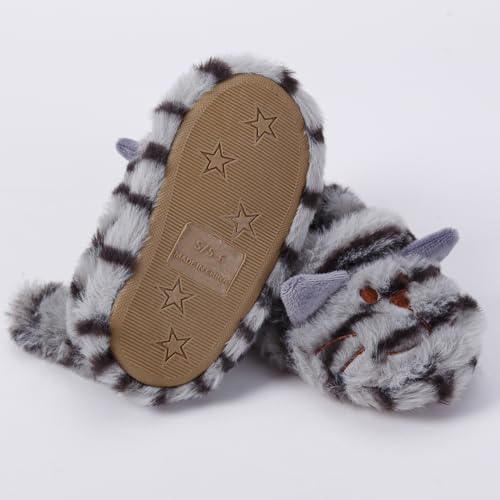 Enteer Baby Girls' Kitty House Slippers Brown US 11-12 - Image 4
