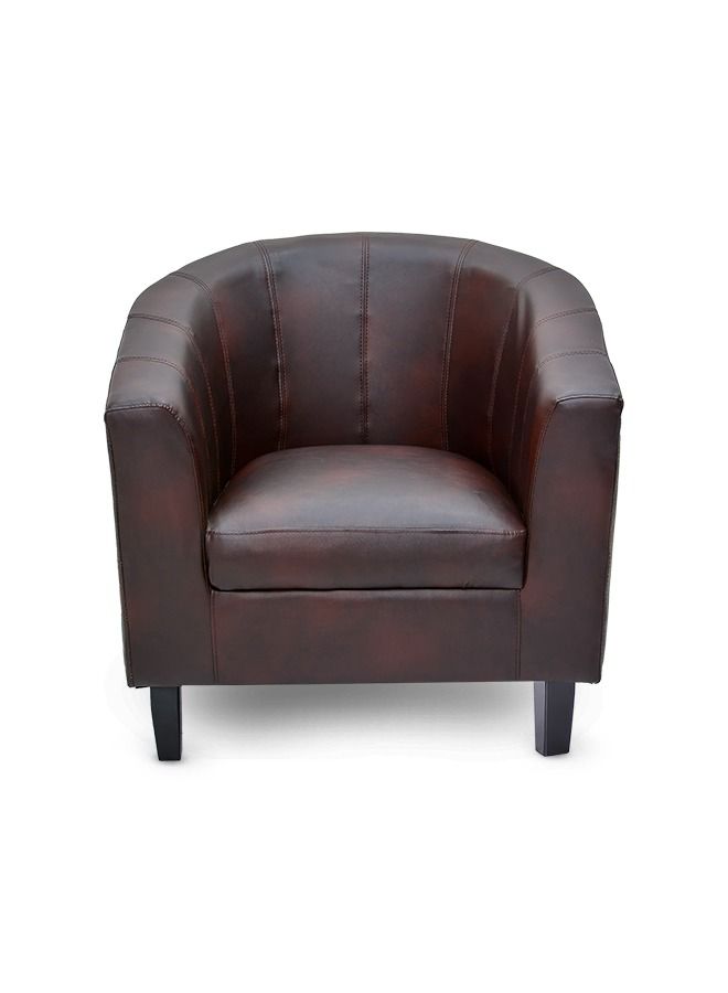 مالتي هوم فيرنيتشر كرسي مفرد من الجلد الصناعي البني من Multi Home Furniture - كرسي أريكة مفرد بمقعد مبطن من الجلد الصناعي، كرسي مريح بأرجل خشبية - كرسي استرخاء لغرفة المعيشة وغرفة النوم وغرفة الاستقبال. - Image 2