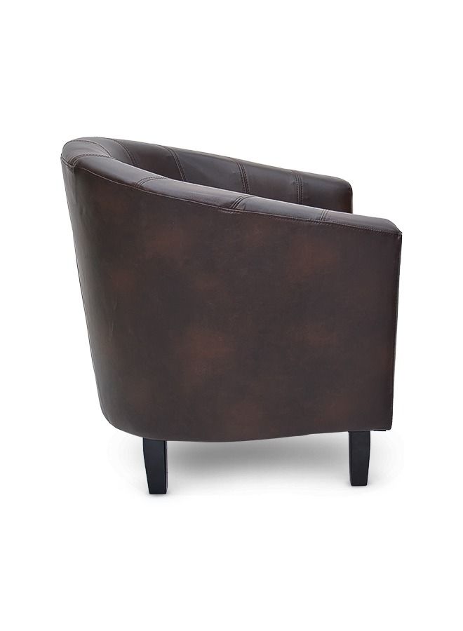 مالتي هوم فيرنيتشر كرسي مفرد من الجلد الصناعي البني من Multi Home Furniture - كرسي أريكة مفرد بمقعد مبطن من الجلد الصناعي، كرسي مريح بأرجل خشبية - كرسي استرخاء لغرفة المعيشة وغرفة النوم وغرفة الاستقبال. - Image 3