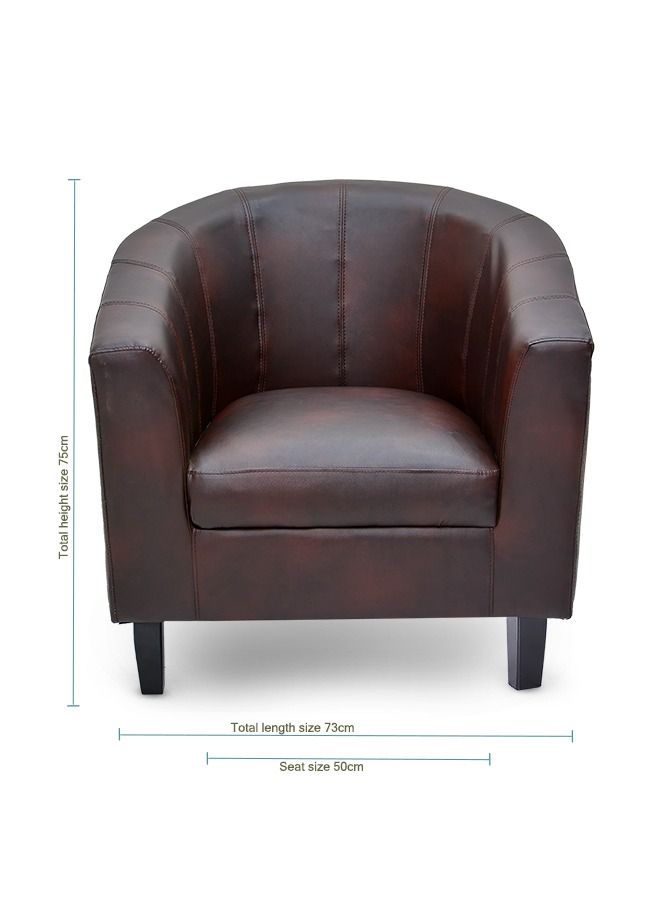 مالتي هوم فيرنيتشر كرسي مفرد من الجلد الصناعي البني من Multi Home Furniture - كرسي أريكة مفرد بمقعد مبطن من الجلد الصناعي، كرسي مريح بأرجل خشبية - كرسي استرخاء لغرفة المعيشة وغرفة النوم وغرفة الاستقبال. - Image 4