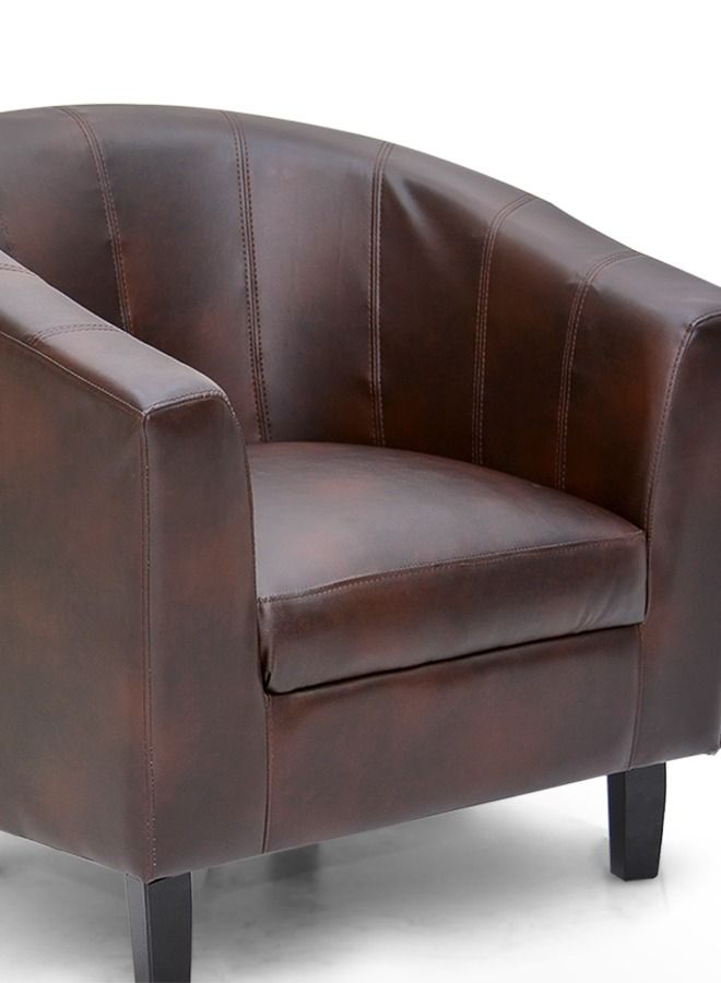 مالتي هوم فيرنيتشر كرسي مفرد من الجلد الصناعي البني من Multi Home Furniture - كرسي أريكة مفرد بمقعد مبطن من الجلد الصناعي، كرسي مريح بأرجل خشبية - كرسي استرخاء لغرفة المعيشة وغرفة النوم وغرفة الاستقبال. - Image 5