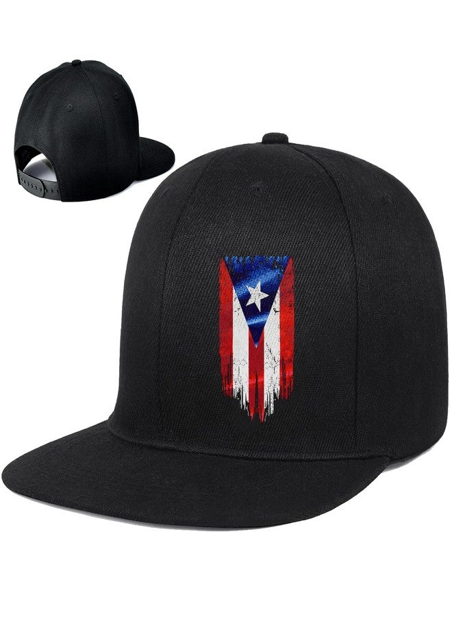 viofre Snapback Hats for Men Puerto Rico Flag Hat Flat Bill Hats for Men Fitted Black Baseball Cap Mens Hip Hop Adjustable Snap Back Trucker Hat Cool Skateboard Accessories Dad Caps Mens Gifts - Image 1