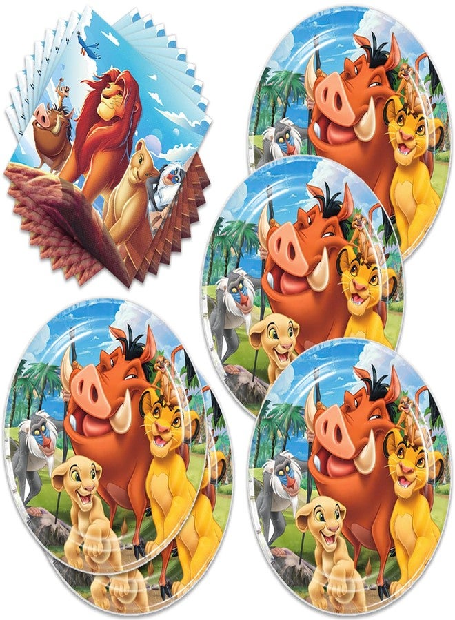 OMTO 40Pack Lion-Kings birthday Party Supplies include 20 plates, 20 napkins for the Lion party decoration - Image 1