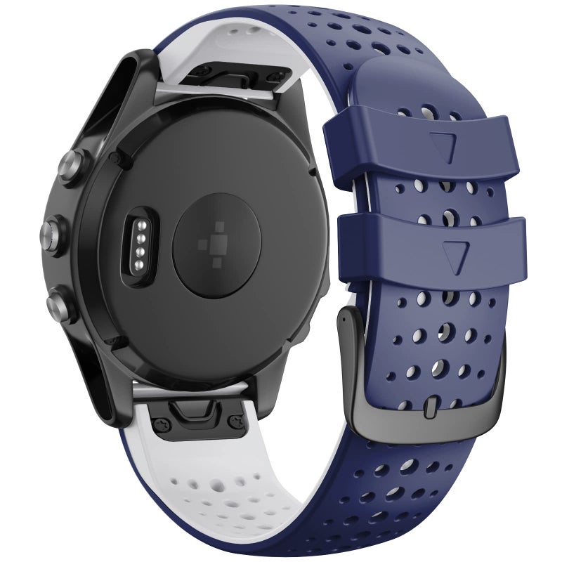 ANCOOL Compatible with Fenix 5/6//7 Watch Band 22mm Quickfit Silicone Soft Sport Band Replacment for Fenix 7/6 Pro/5 Plus/8 47mm/Approach S60/S62/Forerunner 955/965/945/935 (Dark Blue/Black) - Image 1