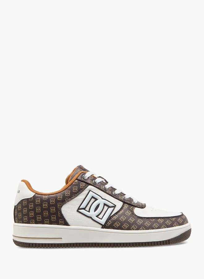DUCHINI Men's Monogram Print Sneakers with Lace-Up Closure
