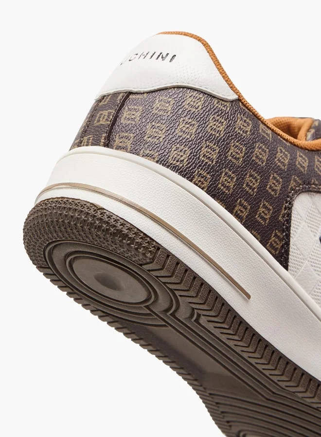 DUCHINI Men's Monogram Print Sneakers with Lace-Up Closure